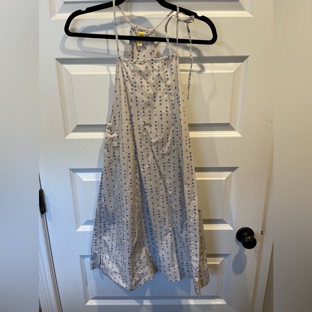Free People Small Cream Cotton Romper 👗 with Blue Floral with pockets